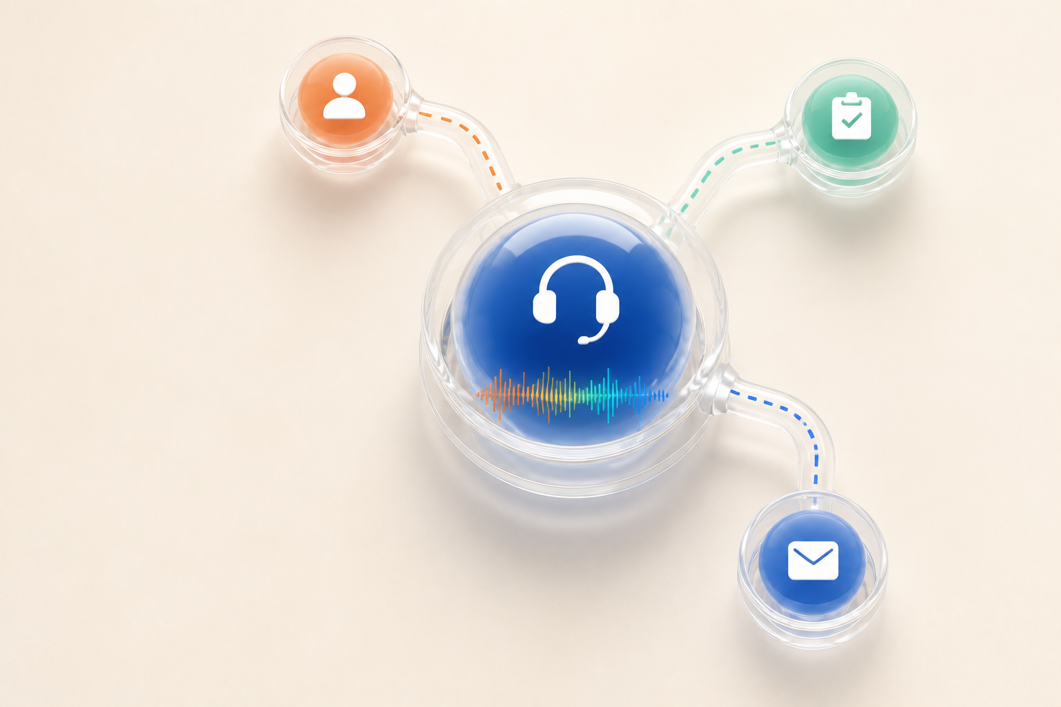 Glass AI receptionist network answering a call, qualifying the request, and sending details to a business team
